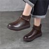 Turned-over Edge Plush Warm Cotton Shoes Genuine Leather Anti Slip Women's Ankle Boots