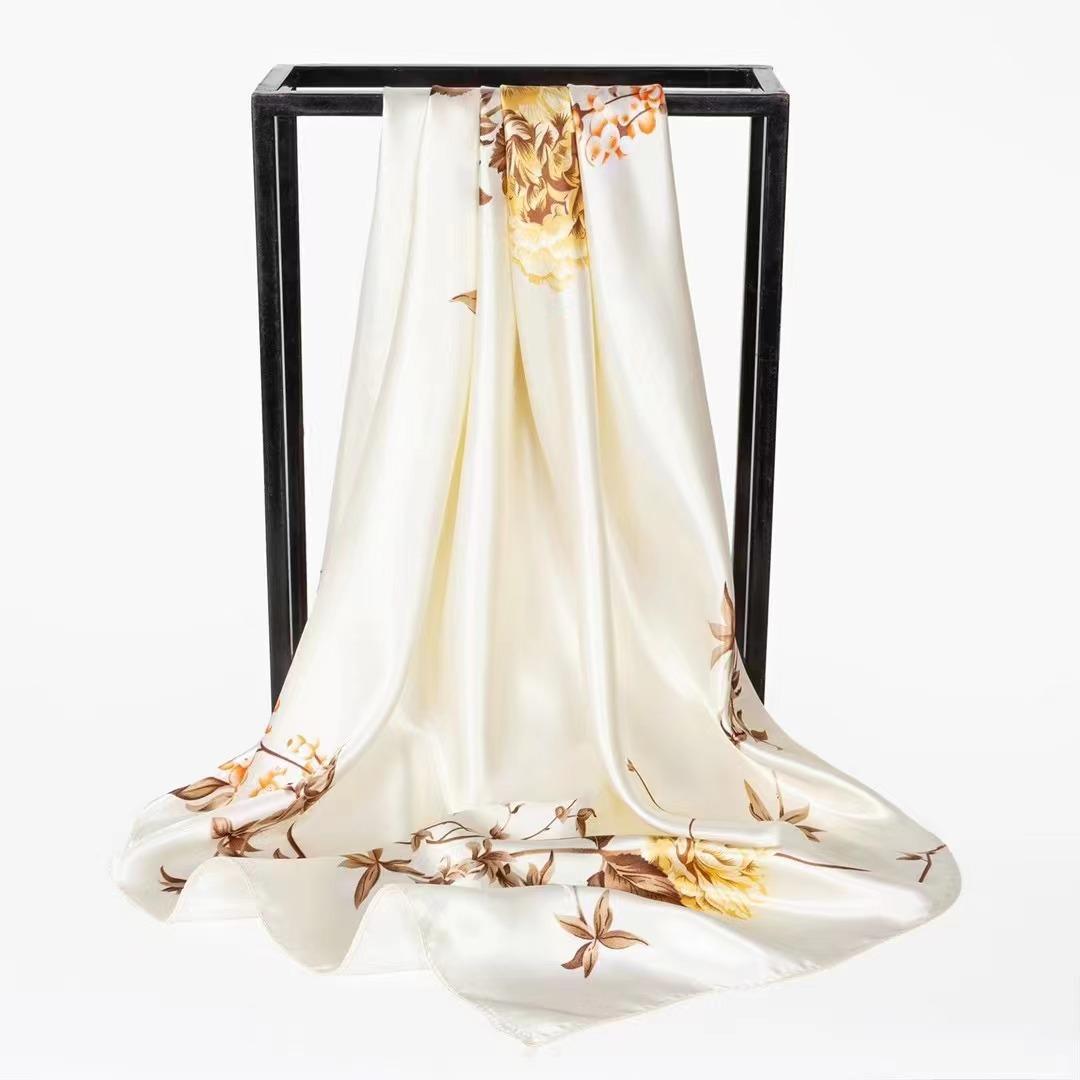 

90 Квадратних шарфів Атласна хустка Імітація шовку Модний шовковий шарф Універсальний тренд Материнська квадратна хустка Шарф satin 90 * 90