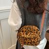 Wide Strap Leopard Print Shoulder Bag Multi Pocket Small Square Bag Corduroy Crossbody Bag  Outdoor