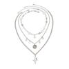 Fashion Metal Star Pendant Necklace For Women Punk Hip Hop Silver Color Multi Layered Pentagram Tassel Necklace Y2K Jewelry Gift