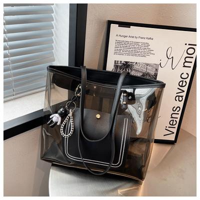 Large Capacity Transparent Bag Women's Summer 2025 New Fashion and Popular Versatile Shoulder Bag Tote Bag