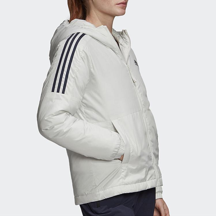 Adidas Hooded Warm Casual Cotton Sport Coat Women Jackets White GH4600
