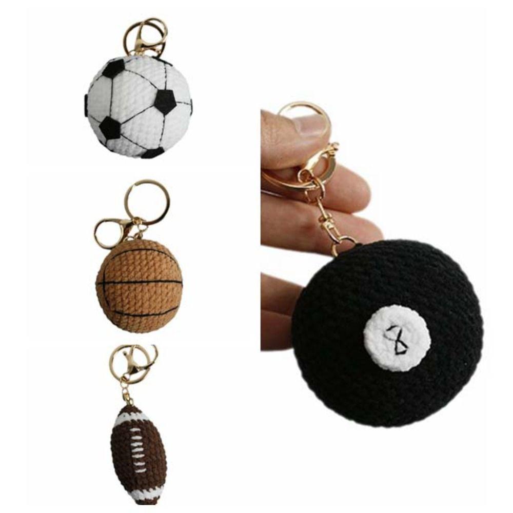 Billiards Rugby Crochet Soccer Keyrings Tennis Baseball Sport Ball Pendant Backpack