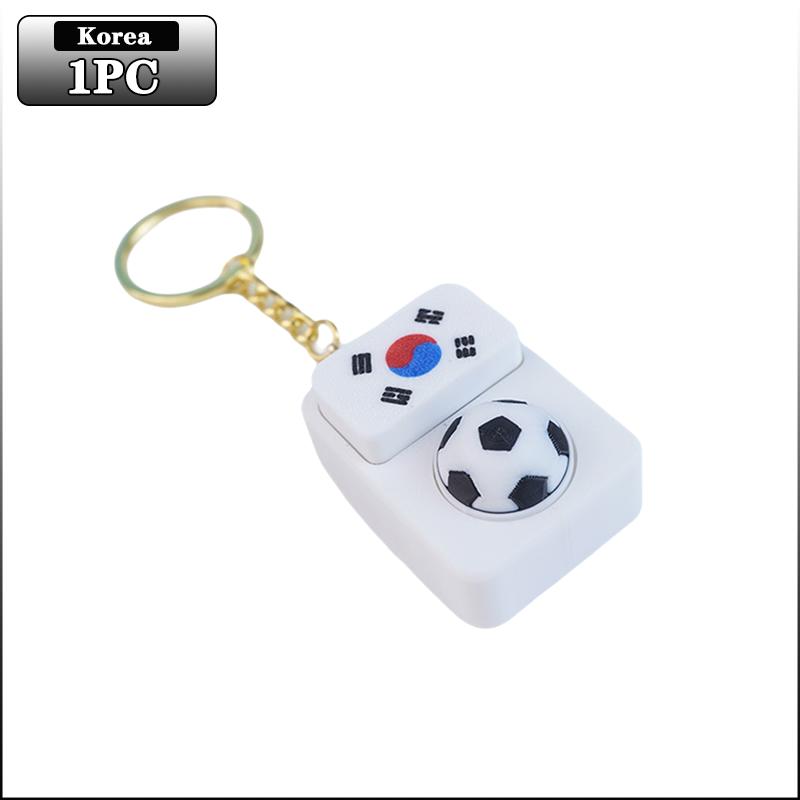 Spinning Soccer Clicker Keychain with Flag Pendant Stress Relief Fidget Toy for Fans Collectible Memorial Gift Boys Girls