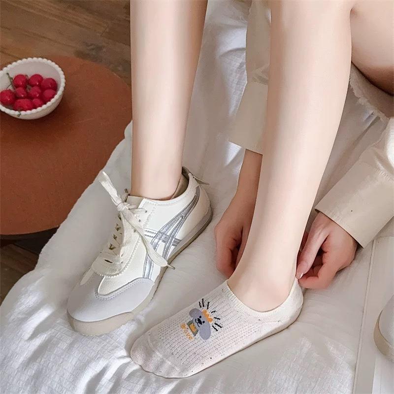 Women's Boat Shoes Summer Lightweight Pure Cotton Invisible Stockings Low-cut Silicone Anti-slip Cartoon Short Socks