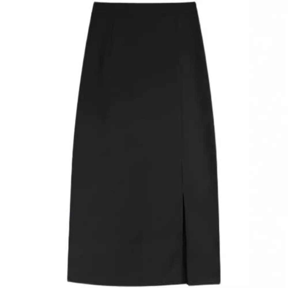 High-Waist Slimming A-Line Midi Skirt with Slit - 2024 Korean Style Summer Fashion for Petite Women