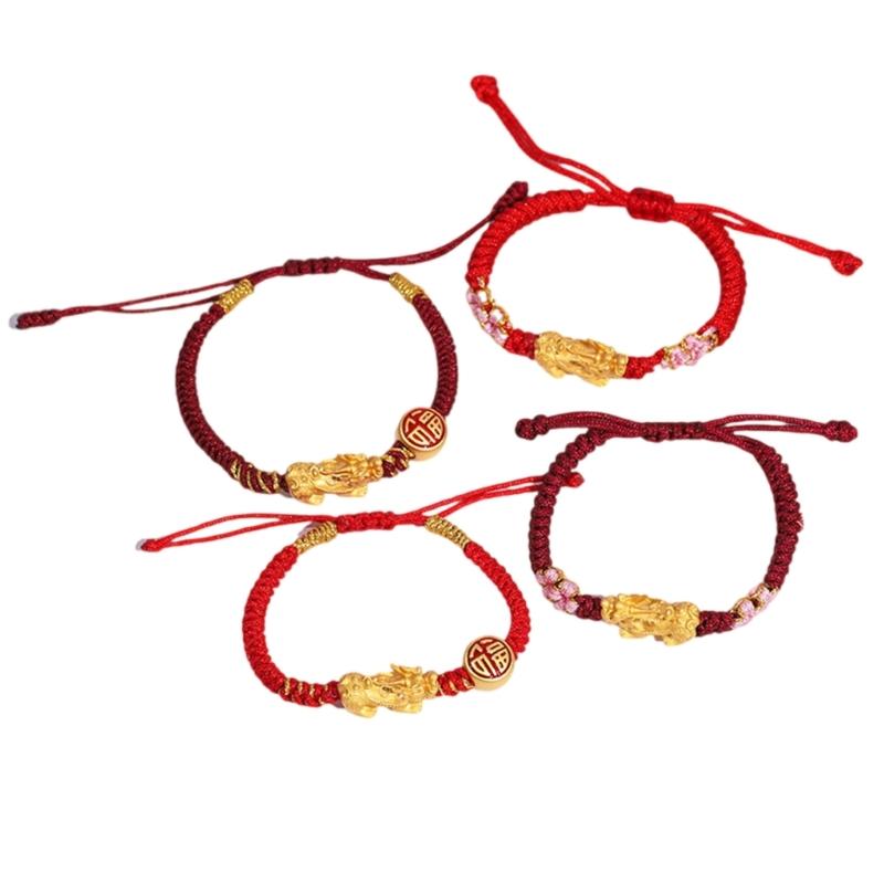 Fashionable Braided Hand Rope Bracelet with Dragon Charm for Men and Women Gifts for New Year and Anniversary