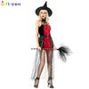 Halloween witch adult female red velvet stitching dress miniskirt vampire dress