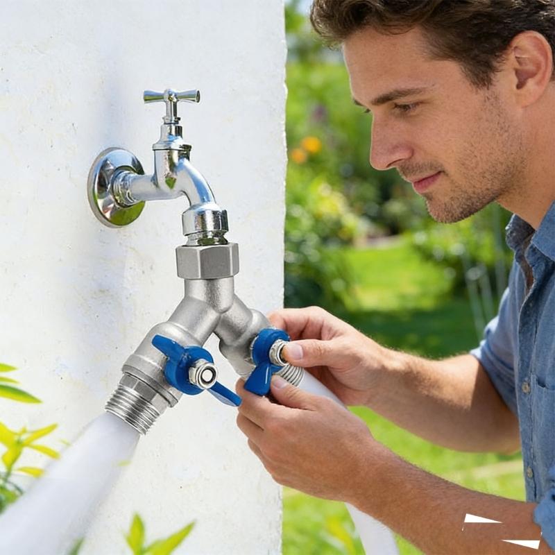 Y Double Outlet Hose Connector Garden Faucet Y Watering Connector Splitter For Garden Home Watering Systems M4YD