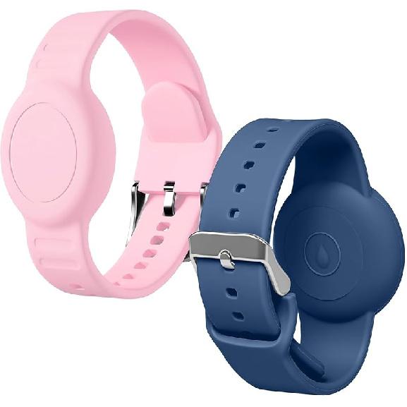 for AirTag Bracelet for Kids, Waterproof Cute Print for Air tag Holder for Kids with Soft Silicone Full Coverage Anti-Lost Hidden for Airtag