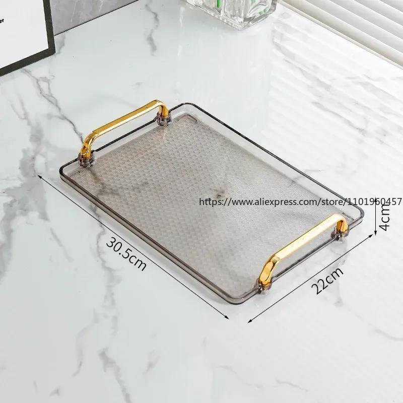 Tray Serving Plate Breakfast Trays Platter Handles Plastic Tea Cup Coffee Dessert Ottoman Rectangular Decorative Storage Service