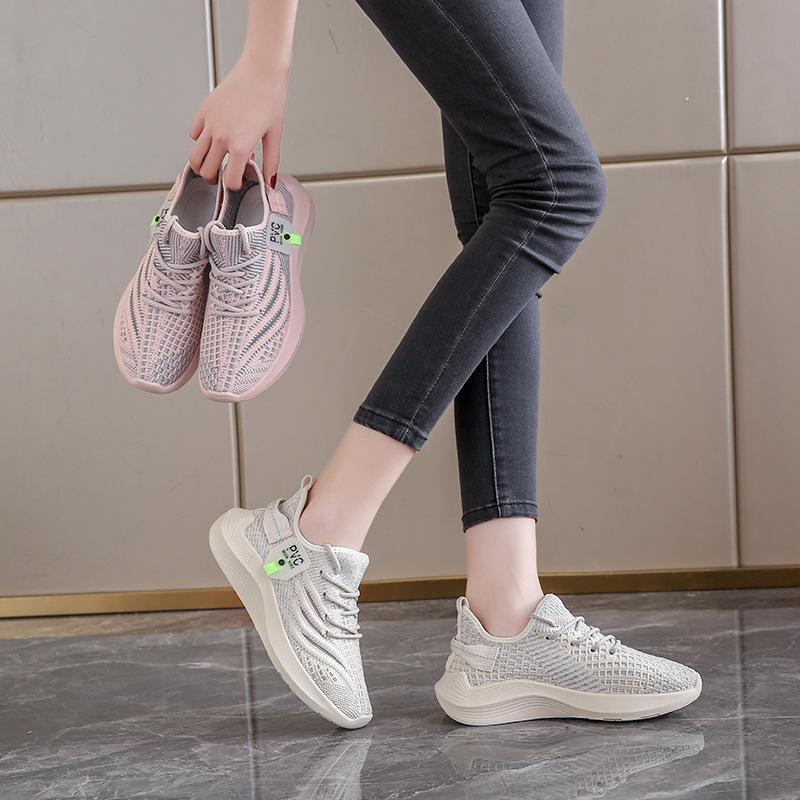 Women's Shoes Mesh Fly-woven Sports Shoes Socks Shoes Thick Soles Increase Summer Breathable Large Size Casual Shoes