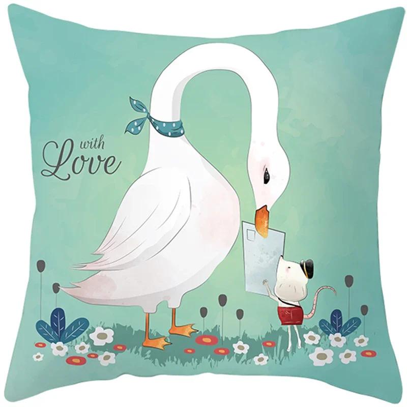 Cute Animals Printing Throw Pillow Case Home Decor for Sofa Bedroom Polyester Cushion cover Designer Funda Cojines x