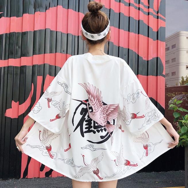 New Digital Printed Japanese Harajuku Kimono Robe Poncho Pajama Cardigan