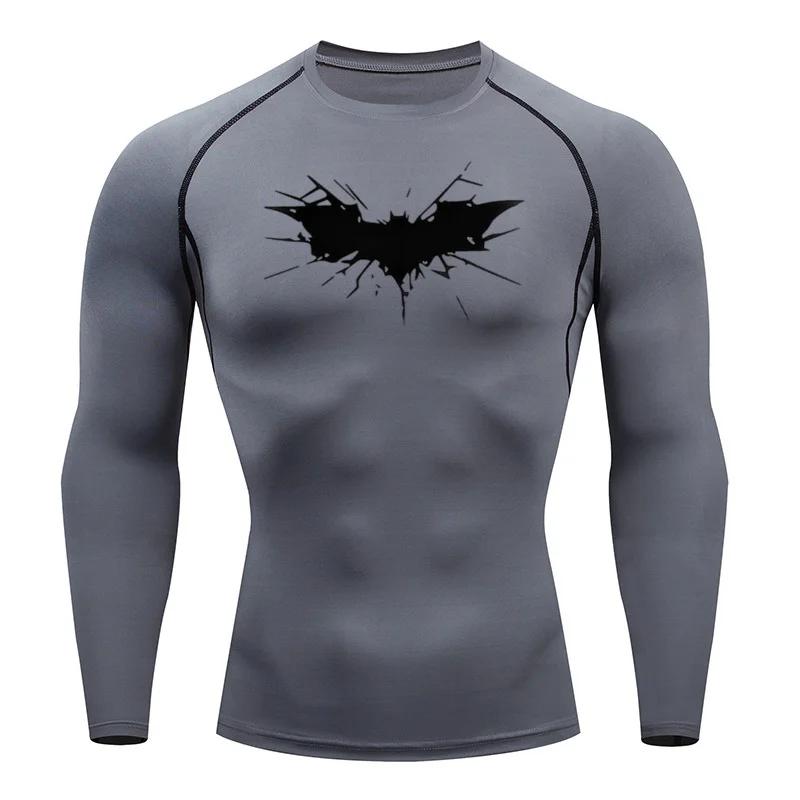 Men's Print Long Sleeve Compression Shirts Gym Workout Rash Guard Athletic Fitness Running Baselayer Undershirts Tops Sportswear