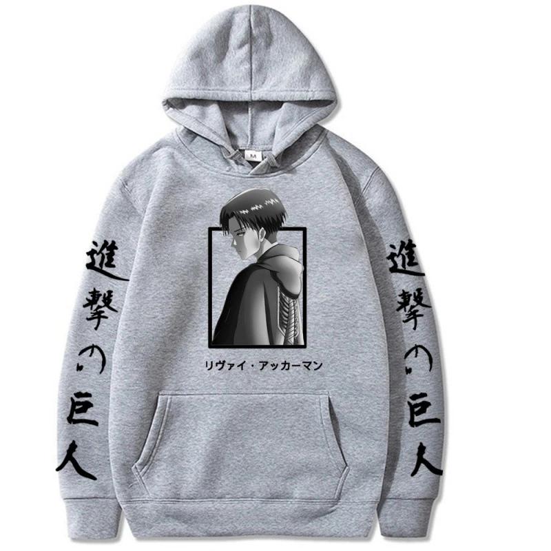 Anime Attack On Titan Levi Ackerman Print Hooded Men Women Classic Hoodies Oversized Sweatshirt Harajuku Unisex