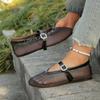 Fashion Women Breathable Sandals Summer Fishnet Ballet Flat Sandals Woman Chic Brand Designer Hollow Out Lace Mary Jane Shoes Ladies