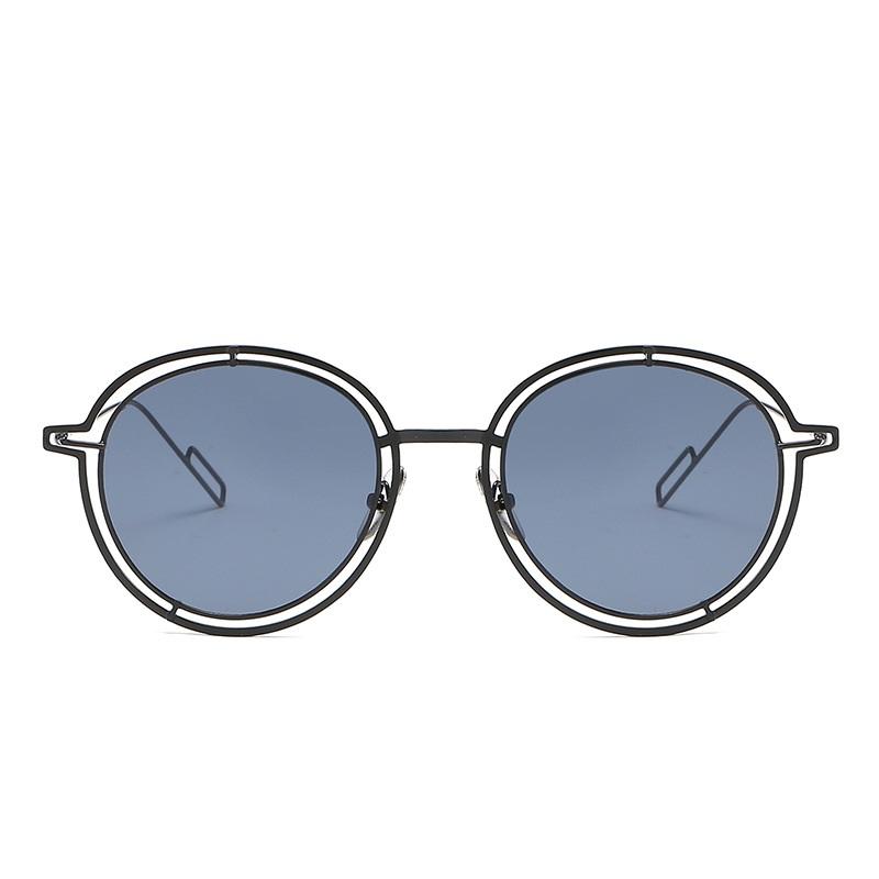 Retro Round Metal Sunglasses Men Women Luxury  Brand Designer Curved Temples Eyewear Ocean Rimless Black Sun Glasses  Uv400