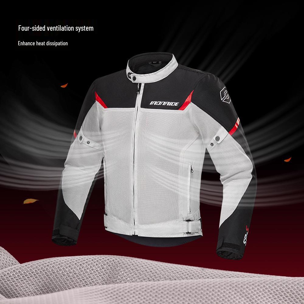 Fato Respirável para Condução de Motocicleta com Joelheiras e Cotoveleiras para Primavera/Verão - Equipamento de Corrida Protetor Anti-queda