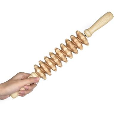 Wood Massage Stick 9 Roller Massager Reflexology Therapy Blood Circulation Soothe Stiff Muscle Relief Pain Whole Body