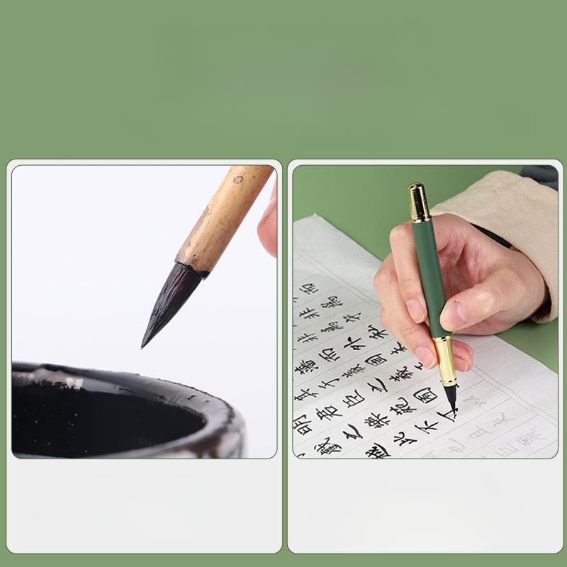 1Pc Pen-type Brush, Soft Pen, Metal Wolf Hair Small-case Pen, Scripture Pen, Ink Beauty Pen, Calligraphy Practice Fountain Pen