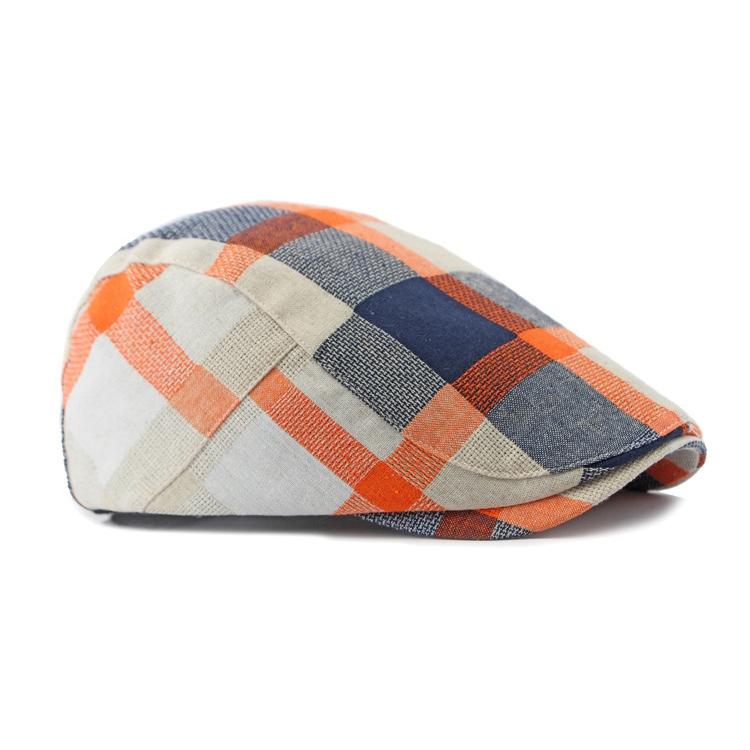 Men Women's Beret Plaid Cap Vintage Paintwork Hat