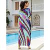 Plus Size Beach Print Dress for Women Bat Sleeve Bikini Suntan Cover Up