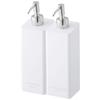 Magnetic 2-Way Dispenser Tower (2-Pack) - Shampoo/Conditioner Refillable Bottle, White, 7x9x24cm