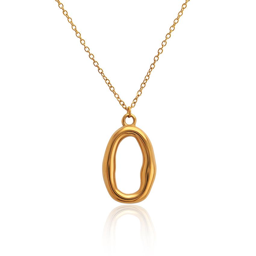 Popular Geometric Irregular Smooth Ring Serpentine Pendant Clavicle Chain, Titanium Steel Gold Plated