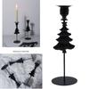 Black Pillar Candle Holder High Footed Metal Christmas Tree Shape Candlestick for Holiday Table Centerpieces Decoration