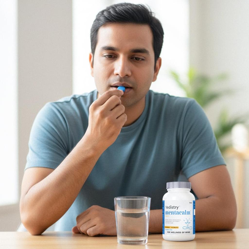 Vedistry Mentacalm Ayurvedic Herbal Tablets 90 Tablets Pack of 1 for Mind Relaxation & Focus