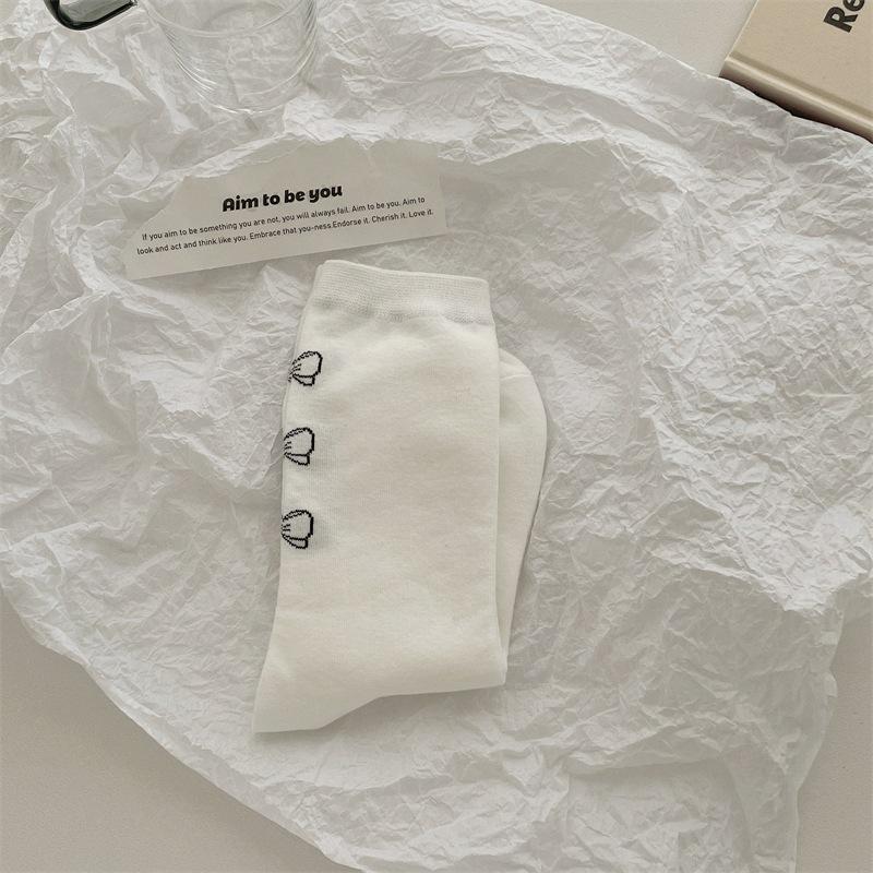 

Heel Bow Trendy Mid-calf Socks, Sweet and Cute Cotton Socks for Women, Solid Color Pile Socks 1 pair чистий білий колір