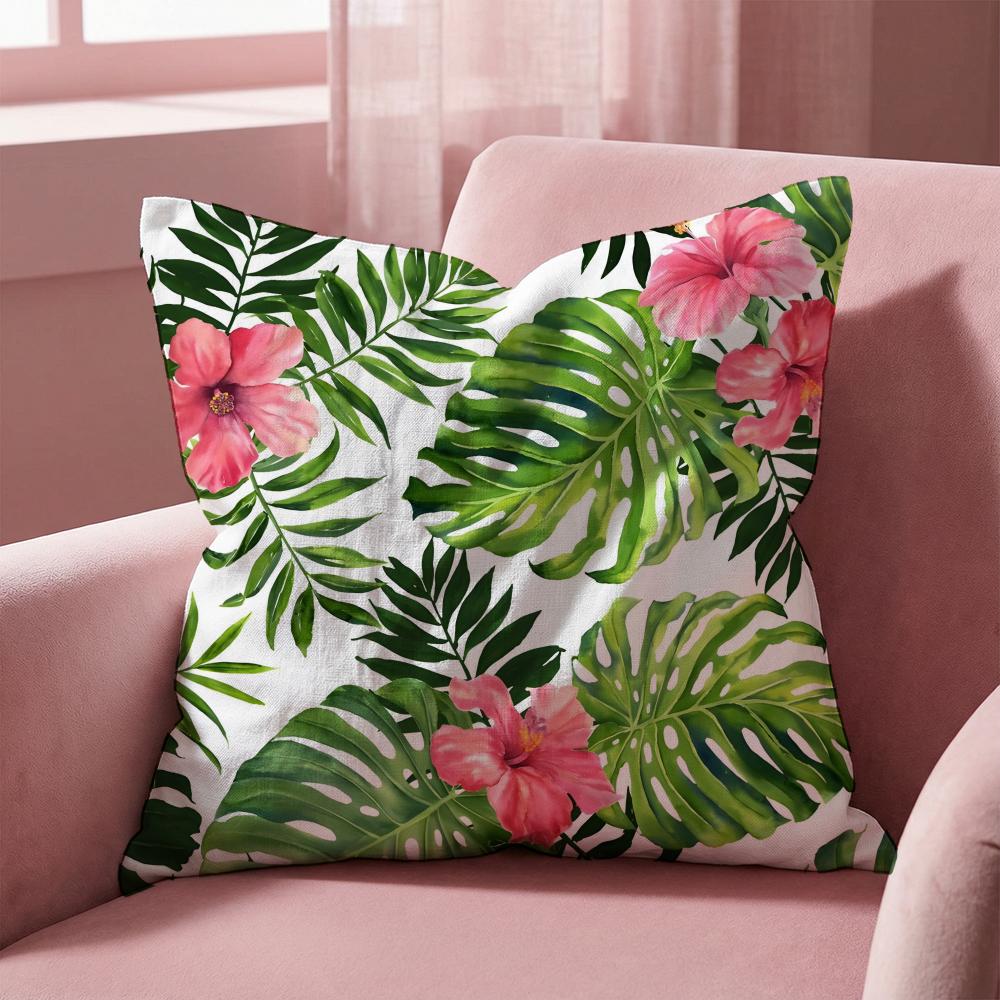 Tropical Leaves Series Cushion Cover Multi-Scene Pillow Cover for Home & Car - Reversible, Soft & Durable for Daily Use