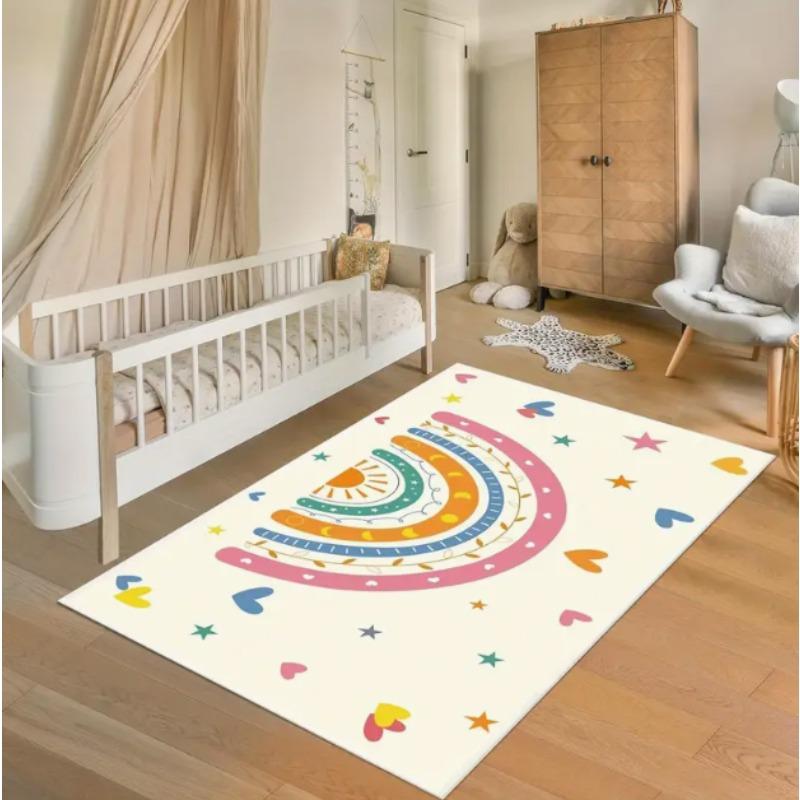 Colorful Rainbow Floor Mats Suitable Children's Rooms Soft Mats Star Patterns Perfect for Daycare or Game Rooms Home Decoration