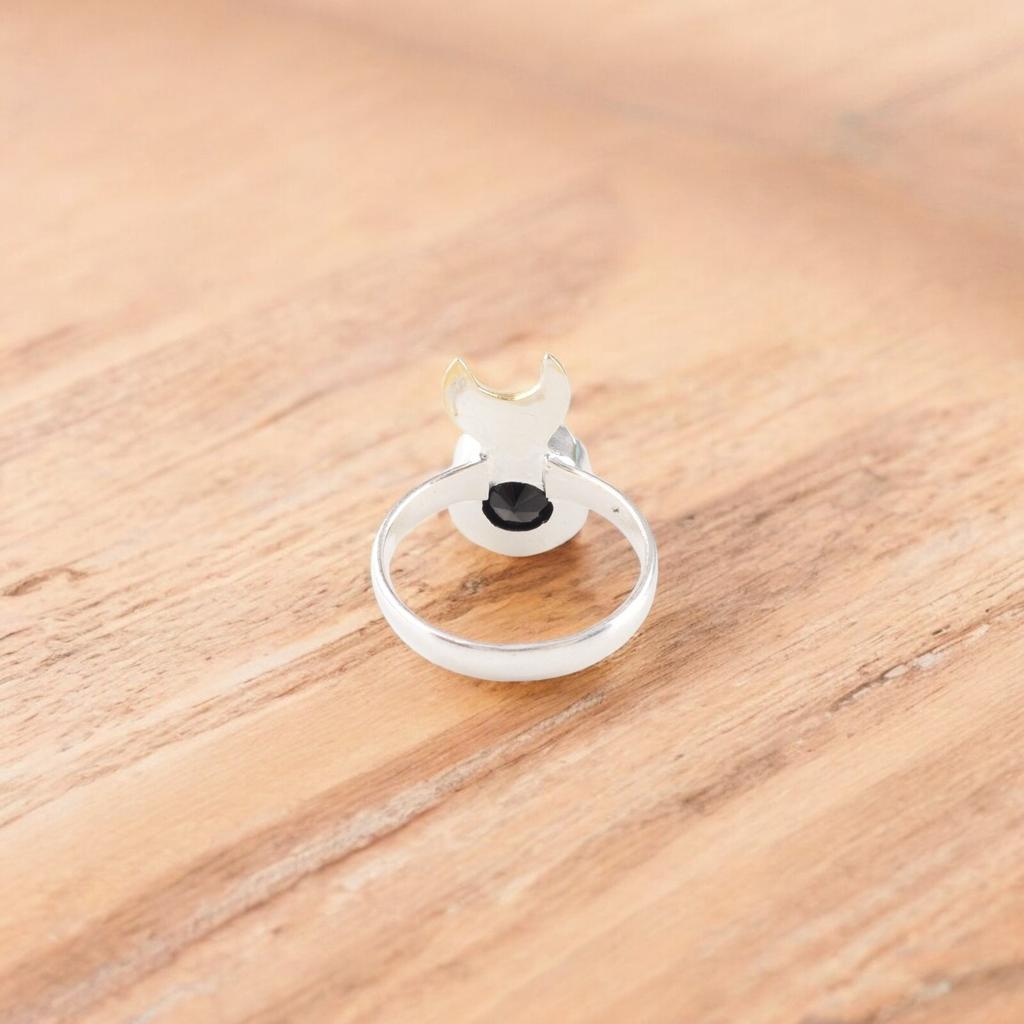Black Onyx Gemstone 925 Sterling Silver Handcrafted Jewelry Boho Ring For Her RR-58-17