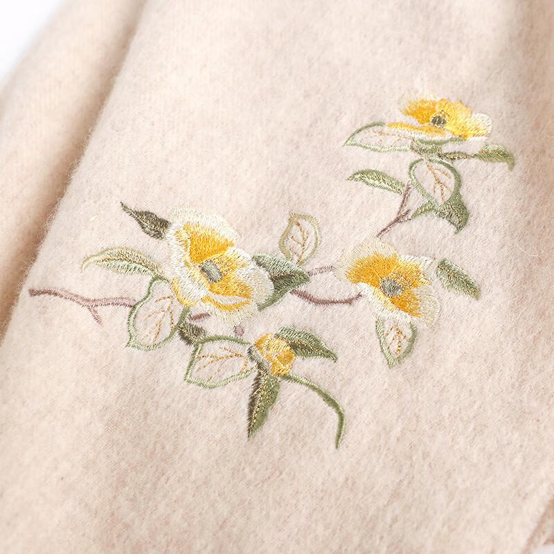 Hangsilu Pure Wool Embroidered Scarf, Soft Wrap for Women, Birthday Gift for Wife Or Mother, Practical Gift Box for Holidays