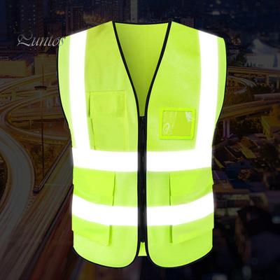 Gilet da lavoro uomo donna gilet riflettente scollo a V senza maniche con cerniera traspirante gilet di sicurezza notturno