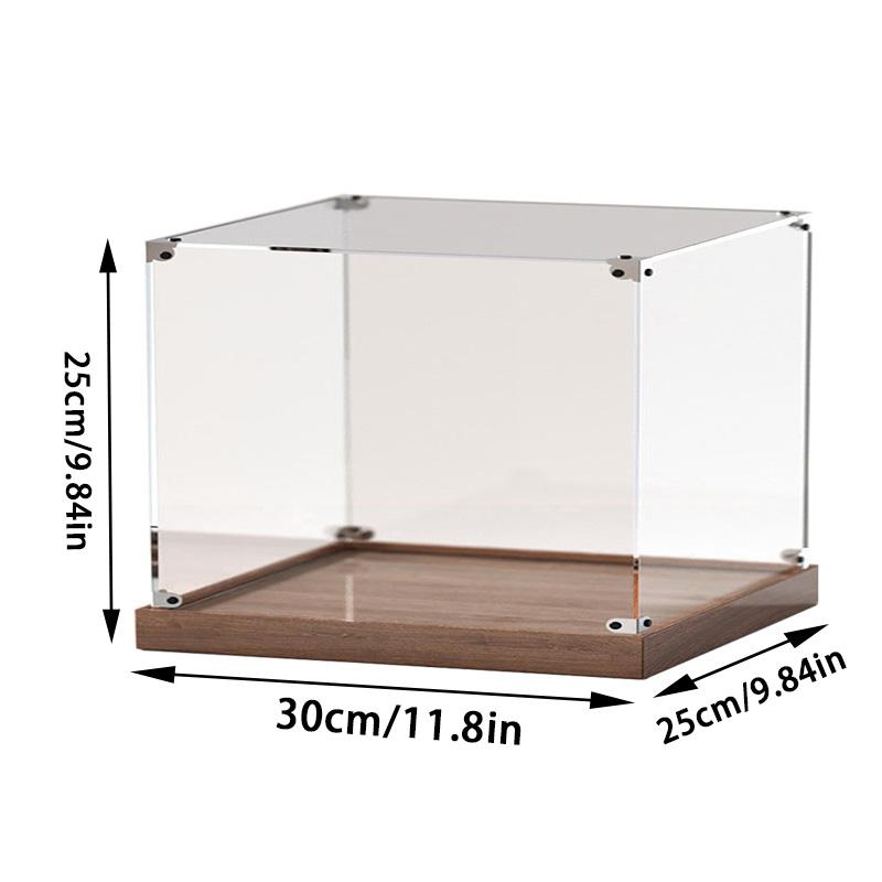 Wooden Bottom Storage Box Window Acrylic Toy Gundam Building Block Box Glue-Free Dust Cover