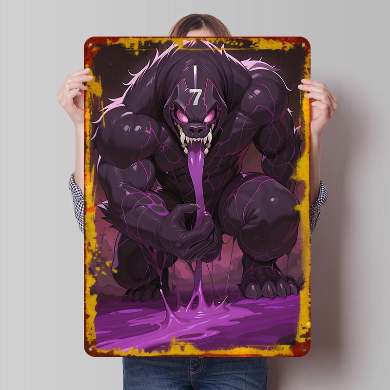 

Monster With Purple Slime and Number 7 Poster Customized Wall Art Vintage Metal Signs Retro Tin Plaque for Man Cave Office Decor 7.9x11.8In(20x30cm)