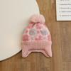 Winter Flower Ear Protector Hat Kids Warm Pompom Knitted Hats Toddler Bonnet  Children's Outdoor