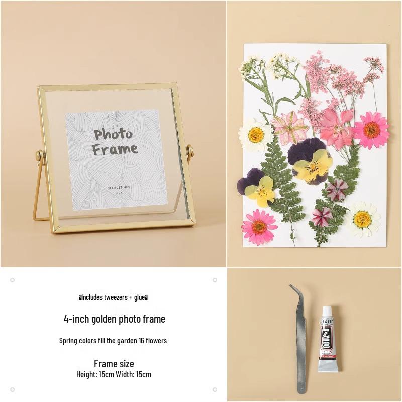 Nordic Creative DIY 3D Dried Flower Frame Kit - Simple Metal & Glass with Glue