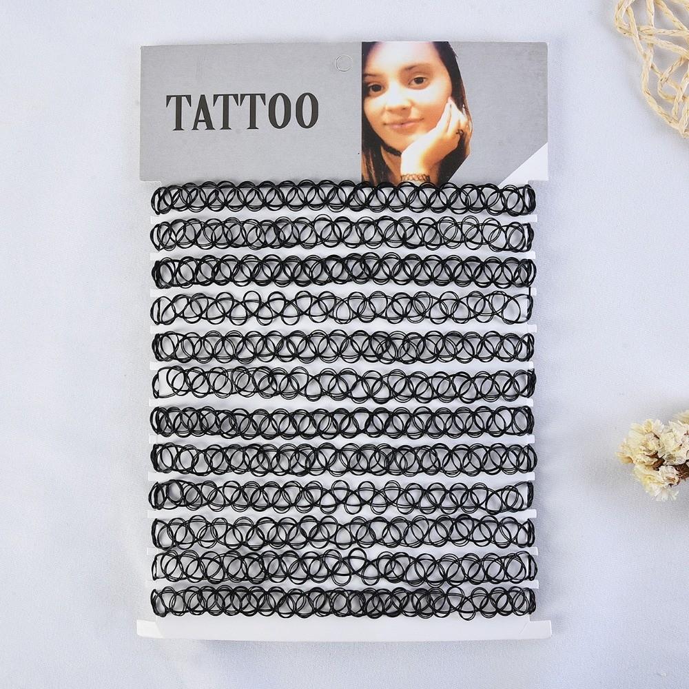 12 stuks/set Punkstijl Visdraad Choker Ketting Kleurrijke Sleutelbeen Ketting Gelaagde Sieraden