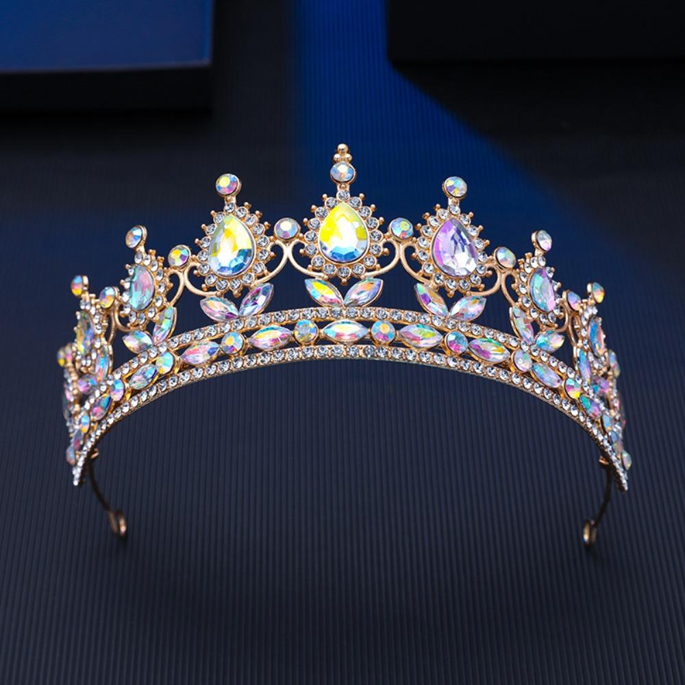 Baroque Wedding Hair Tiara Headpieces Jewelry Crystal Bridal Tiara Crown High-end Rhinestone Diadem Veil Tiaras Birthday Gift