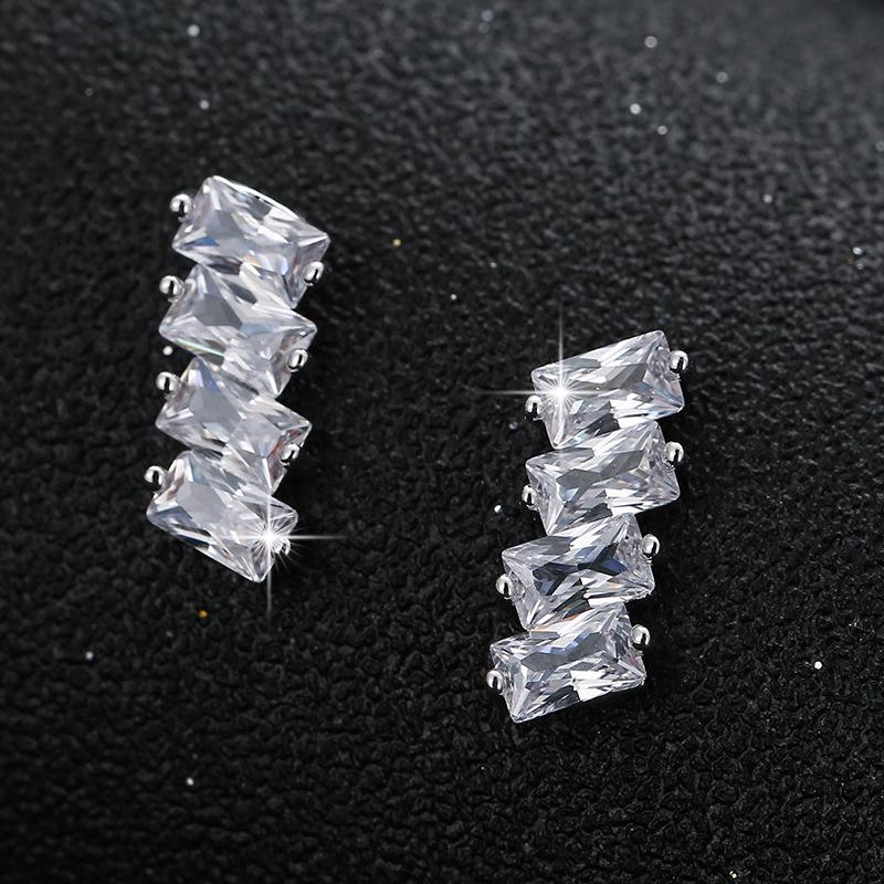 Geometric Rhinestone Stud Earrings - Metal Personality Women s Jewelry