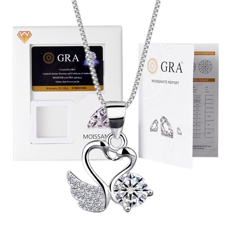 Elegant Moissanite Pendant Necklace With Thick White Gold Plating Hexagonal Crown Design Box Chain 21-50cm Adjustable Length
