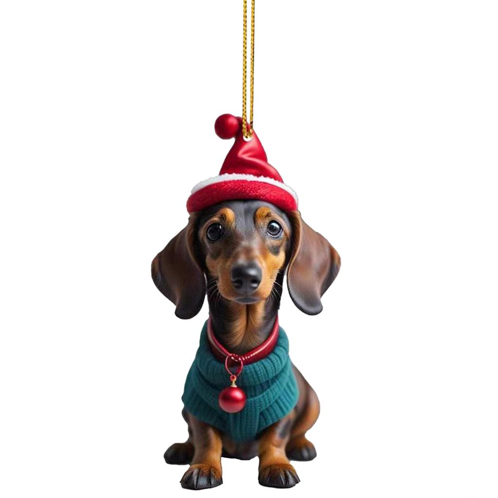 Whimsical Cartoon Dog Car Hangers Decors Car Pendant Bright Christmas Tree Ornament Add Touch of Cuteness To Holiday