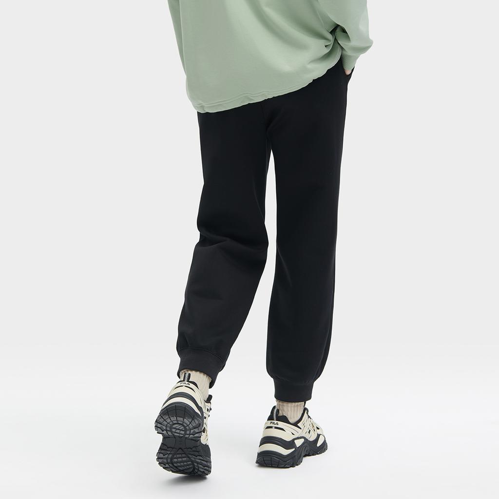 FILA Solid Color Cuffed Casual Knit Sports Pants Women bottoms Black F11W349601F-BK