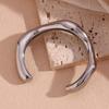 18K Gold-Plated Stainless Steel Wave Open Bangle for Women