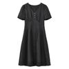 Retro Jacquard Bubble Sleeve V-Neck Dress