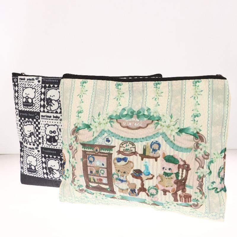 Cute Little Bear Cosmetic Bag Cartoon Canvas Makeup Bag Large Capacity Travel Toiletry Bag Clutch Bag For Girl Gifts